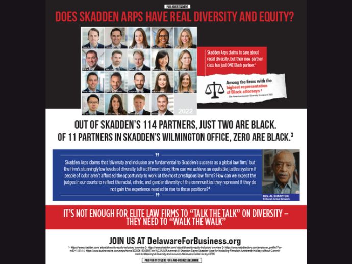 Rev. Al Sharpton and CPBD Expose Skadden’s Disingenuous Claims on Diversity Through Print Advertisement