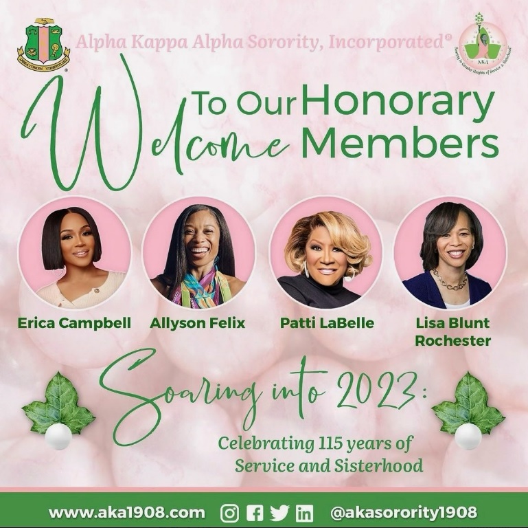 Rep. Lisa Blunt Rochester Becomes 2023 Honorary Member of AKA Sorority, Incorporated®️ Along w/ Patti LaBelle, Allyson Felix & Erica Campbell